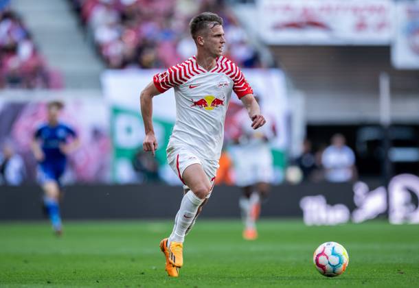 Leipzigs Dani Olmo. Fussball 1. Bundesliga, 34. Spieltag: RB Leipzig - FC Schalke 04 4:2. 27. Mai 2023: Leipzig, Red Bull Arena. RB Leipzig - FC Schalke 04 4:2
