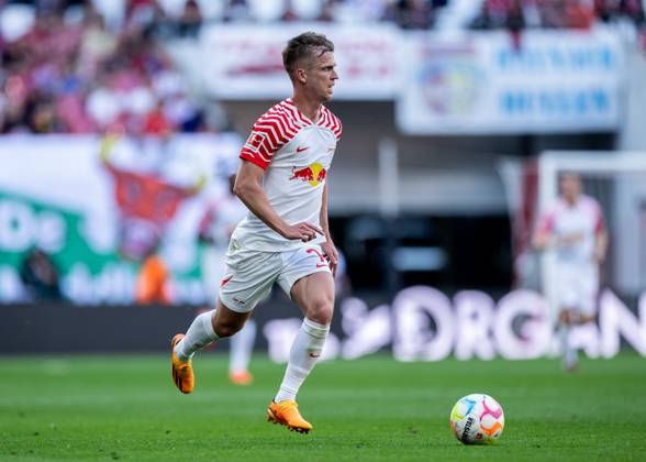 Leipzigs Dani Olmo. Fussball 1. Bundesliga, 34. Spieltag: RB Leipzig - FC Schalke 04 4:2. 27. Mai 2023: Leipzig, Red Bull Arena. RB Leipzig - FC Schalke 04 4:2