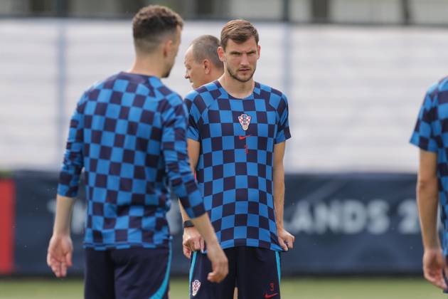 Training of the Croatian national football team Borna Barisic of Croatia at the training of the Croatian national football team on the field of Feyenoord s football academy in Rotterdam, Netherlands on June 17, 2023. LukaxStanzl PIXSELL