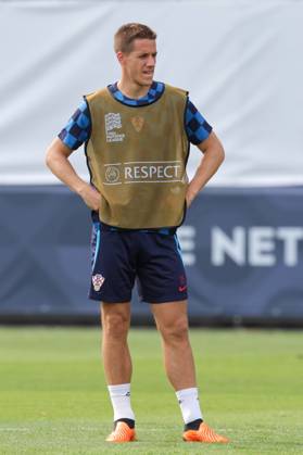 Training of the Croatian national football team Mario Pasalic of Croatia at the training of the Croatian national football team on the field of Feyenoord s football academy in Rotterdam, Netherlands on June 17, 2023. LukaxStanzl PIXSELL