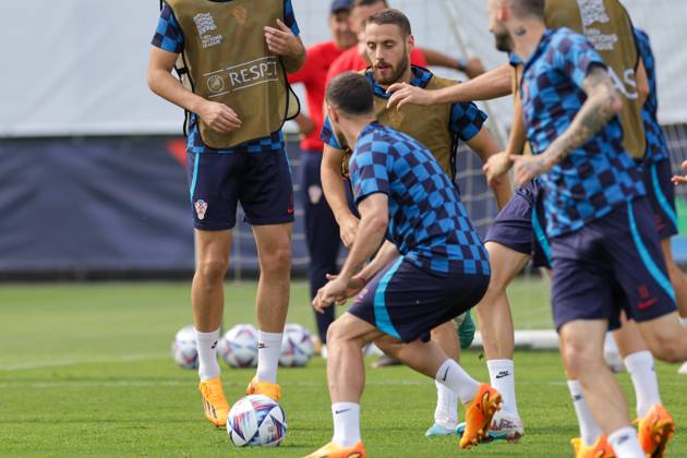 Training of the Croatian national football team Nikola Vlasic of Croatia at the training of the Croatian national football team on the field of Feyenoord s football academy in Rotterdam, Netherlands on June 17, 2023. LukaxStanzl PIXSELL