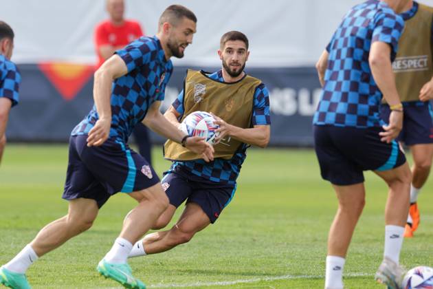 Training of the Croatian national football team Luka Ivanusec of Croatia at the training of the Croatian national football team on the field of Feyenoord s football academy in Rotterdam, Netherlands on June 17, 2023. LukaxStanzl PIXSELL