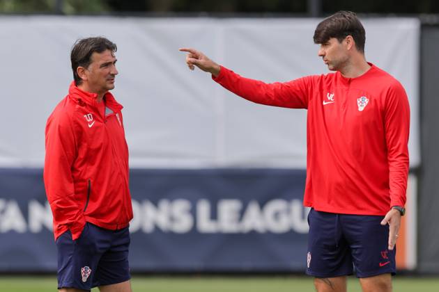 Training of the Croatian national football team Head coach Zlatko Dalic and assistant coach Vedran Corluka at the training of the Croatian national football team on the field of Feyenoord s football academy in Rotterdam, Netherlands on June 17, 2023. LukaxStanzl PIXSELL