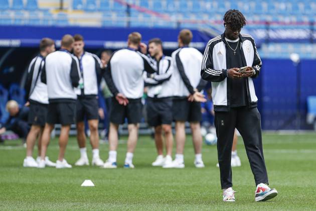 UEFA U21, U 21 EM, Deutschland - England, 3. Gruppenspiel, 28.06.2023, Batumi Yann-Aurel BISSECK ( 5, Deutschland, Aarhus GF) bei der Platzbegehung, UEFA U21-Fussball-Europameisterschaft in Rumaenien und Georgien, Deutschland - England, 3. Gruppenspiel, 28.06.2023, Batumi Copyright: xBEAUTIFULxSPORTS Meuselx