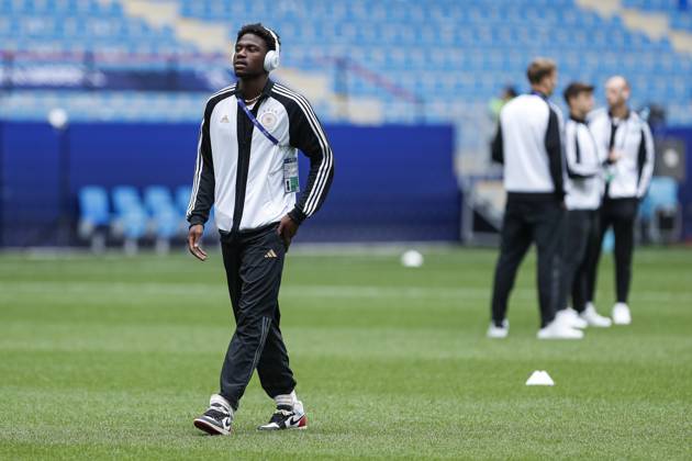 UEFA U21, U 21 EM, Deutschland - England, 3. Gruppenspiel, 28.06.2023, Batumi Faride ALIDOU ( 21, Deutschland, Eintracht Frankfurt) bei der Platzbegehung, UEFA U21-Fussball-Europameisterschaft in Rumaenien und Georgien, Deutschland - England, 3. Gruppenspiel, 28.06.2023, Batumi Copyright: xBEAUTIFULxSPORTS Meuselx