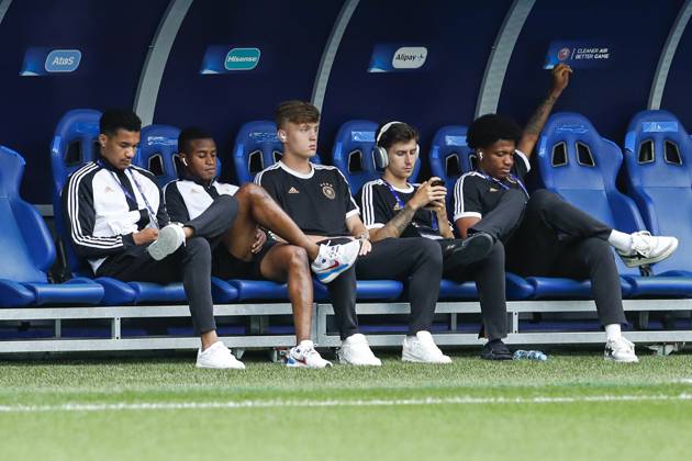 UEFA U21, U 21 EM, Deutschland - England, 3. Gruppenspiel, 28.06.2023, Batumi von links: Tan-Kenneth SCHMIDT ( 3, Deutschland, SC Freiburg), Youssoufa MOUKOKO ( 11, Deutschland, Borussia Dortmund), Luca NETZ ( 22, Deutschland, Borussia Moenchengladbach), Denis HUSEINBASIC ( 18, Deutschland, 1. FC Koeln), Jessic NGANKAM ( 20, Deutschland, Hertha BSC), UEFA U21-Fussball-Europameisterschaft in Rumaenien und Georgien, Deutschland - England, 3. Gruppenspiel, 28.06.2023, Batumi Copyright: xBEAUTIFULxSPORTS Meuselx