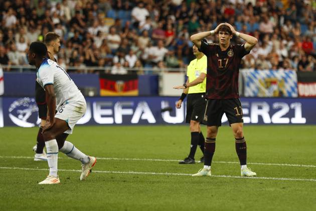 UEFA U21, U 21 EM, Deutschland - England, 3. Gruppenspiel, 28.06.2023, Batumi Noah WEISSHAUPT ( 17, Deutschland, SC Freiburg) verzweifelt, UEFA U21-Fussball-Europameisterschaft in Rumaenien und Georgien, Deutschland - England, 3. Gruppenspiel, 28.06.2023, Batumi Copyright: xBEAUTIFULxSPORTS Meuselx
