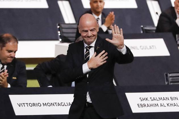 Gianni Infantino Re-Elected As Fifa President FIFA President Gianni Infantino during the 69th FIFA Congress at Paris Expo, Porte de Versailles in Paris on June 5, 2019. Gianni Infantino was re-elected by acclamation for a second term as FIFA president on June 5, 2019. The 49 year-old, who took charge of FIFA in February 2016 after the departure of the disgraced Sepp Blatter, stood unopposed for re-election for a new four-year term which will run until 2023. Photo by Henri Szwarc ABACAPRESS.COM Paris France  Copyright: xSzwarcxHenri ABACAx 686265_014 SzwarcxHenri ABACAx 686265_014