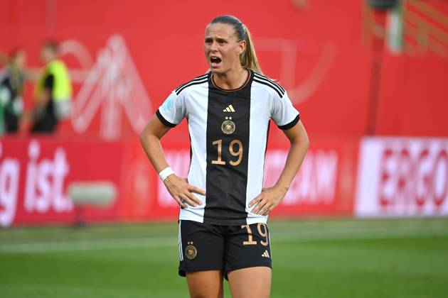 Klara BUEHL (GER), Aktion,Einzelbild,angeschnittenes Einzelmotiv,Halbfigur,halbe Figur. Deutschland (GER) -Sambia (ZMB) 2-3 am 07.07.2023, Sportpark Ronhof Thomas Sommer in Fuerth,