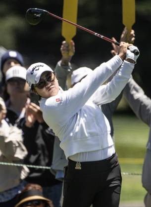 Hyo Joo Kim of the Republic of Korea hits off the third tee on the final day of the Women s U.S. Open at Pebble Beach, California on Sunday, July 9, 2023.  PBP2023070908 TERRYxSCHMITT