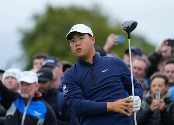 Mandatory Credit: Photo by Stuart Wallace Shutterstock (14003901aa) Tom Kim (KOR) on the 2nd tee during the final round. Genesis Scottish Open, Day Four, Golf, The Renaissance Club, North Berwick, UK - 16 Jul 2023 Genesis Scottish Open, Day Four, Golf, The Renaissance Club, North Berwick, UK - 16 Jul 2023 Copyright: xStuartxWallace Shutterstockx 14003901aa