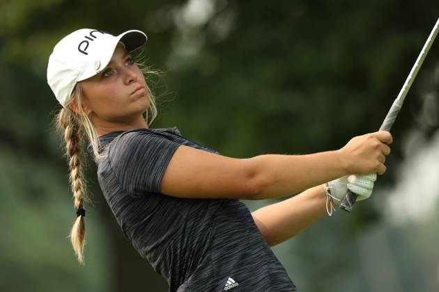 Dana Open Mia Hammond tees off on the second tee during the final round of the Dana Open at Highland Meadows Golf Club in Sylvania, Ohio USA, on Sunday, July 16, 2023. Sylvania Ohio United States  Copyright: xJorgexLemusx originalFilename:lemus-danaopen230716_npZVc.jpg