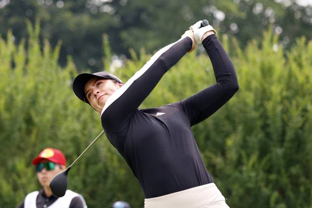 SYLVANIA, OH - JULY 15: LPGA, Golf Damen golfer Linn Grant plays her tee shot on the 4th hole during the final round of the Dana Open on July 16, 2023, at Highland Meadows Golf Club in Sylvania, Ohio. (Photo by Brian Spurlock Icon Sportswire) GOLF: JUL 15 LPGA Dana Open EDITORIAL USE ONLY Icon230716013