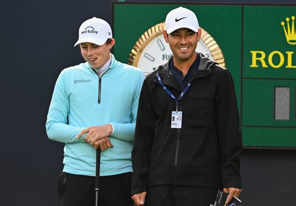 Mandatory Credit: Photo by Greig Cowie Shutterstock (14012011cm) Matt Fitzpatrick and Rory McIlroy s Caddy Harry Diamond on the 1st Tee The British Open Championship, Practice, Golf, Royal Liverpool Golf Club, Liverpool, UK - 17 Jul 2023 The British Open Championship, Practice, Golf, Royal Liverpool Golf Club, Liverpool, UK - 17 Jul 2023  Copyright: xGreigxCowie Shutterstockx 14012011cm