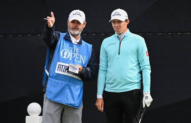 Mandatory Credit: Photo by Greig Cowie Shutterstock (14012011q) Matt Fitzpatrick on the 3rd Tee during Monday Practice with Caddy Billy Foster The British Open Championship, Practice, Golf, Royal Liverpool Golf Club, Liverpool, UK - 17 Jul 2023 The British Open Championship, Practice, Golf, Royal Liverpool Golf Club, Liverpool, UK - 17 Jul 2023  Copyright: xGreigxCowie Shutterstockx 14012011q