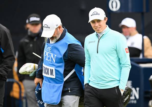 Mandatory Credit: Photo by Greig Cowie Shutterstock (14012011y) Matt Fitzpatrick with Caddy Billy Foster on the 3rd fairway The British Open Championship, Practice, Golf, Royal Liverpool Golf Club, Liverpool, UK - 17 Jul 2023 The British Open Championship, Practice, Golf, Royal Liverpool Golf Club, Liverpool, UK - 17 Jul 2023  Copyright: xGreigxCowie Shutterstockx 14012011y