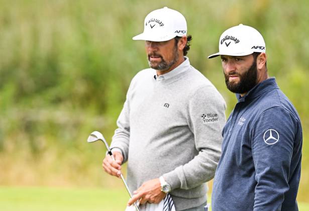 Mandatory Credit: Photo by Greig Cowie Shutterstock (14012011dv) Jon Rahm on the 13th Green The British Open Championship, Practice, Golf, Royal Liverpool Golf Club, Liverpool, UK - 17 Jul 2023 The British Open Championship, Practice, Golf, Royal Liverpool Golf Club, Liverpool, UK - 17 Jul 2023  Copyright: xGreigxCowie Shutterstockx 14012011dv