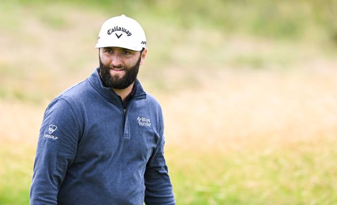 Mandatory Credit: Photo by Greig Cowie Shutterstock (14012011dy) Jon Rahm on the 13th Green The British Open Championship, Practice, Golf, Royal Liverpool Golf Club, Liverpool, UK - 17 Jul 2023 The British Open Championship, Practice, Golf, Royal Liverpool Golf Club, Liverpool, UK - 17 Jul 2023  Copyright: xGreigxCowie Shutterstockx 14012011dy