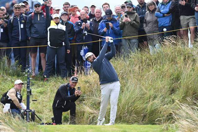 Mandatory Credit: Photo by Greig Cowie Shutterstock (14012011eh) Jon Rahm on the 14th Tee The British Open Championship, Practice, Golf, Royal Liverpool Golf Club, Liverpool, UK - 17 Jul 2023 The British Open Championship, Practice, Golf, Royal Liverpool Golf Club, Liverpool, UK - 17 Jul 2023  Copyright: xGreigxCowie Shutterstockx 14012011eh