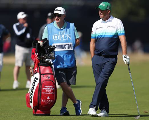 17th July 2023; Royal Liverpool Golf Club, Hoylake, Merseyside, England: The Open Championship Practice Day; Padraig Harrington (IRE) with his caddie on the 3rd fairway  ActionPlus12532348 DavidxBlunsden