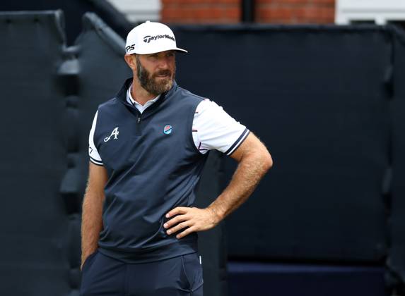 17th July 2023; Royal Liverpool Golf Club, Hoylake, Merseyside, England: The Open Championship Practice Day; Dustin Johnson (USA) on the practice putting green  ActionPlus12532359 DavidxBlunsden