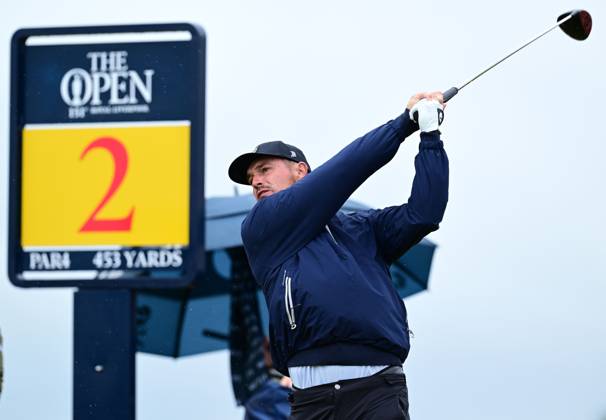 Mandatory Credit: Photo by Greig Cowie Shutterstock (14015635ao) Bryson DeChambeau on the 2nd Tee The British Open Championship, Day Three, Golf, Royal Liverpool Golf Club, Liverpool, UK - 22 Jul 2023 The British Open Championship, Day Three, Golf, Royal Liverpool Golf Club, Liverpool, UK - 22 Jul 2023  Copyright: xGreigxCowie Shutterstockx 14015635ao