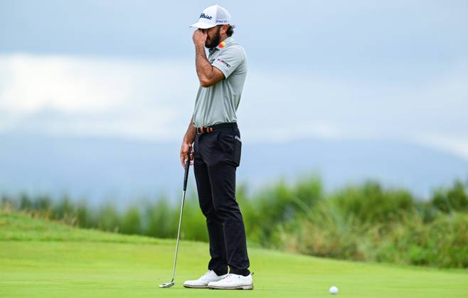 Mandatory Credit: Photo by Greig Cowie Shutterstock (14015635cj) Max Homa looks dejected on the 14th Green The British Open Championship, Day Three, Golf, Royal Liverpool Golf Club, Liverpool, UK - 22 Jul 2023 The British Open Championship, Day Three, Golf, Royal Liverpool Golf Club, Liverpool, UK - 22 Jul 2023  Copyright: xGreigxCowie Shutterstockx 14015635cj