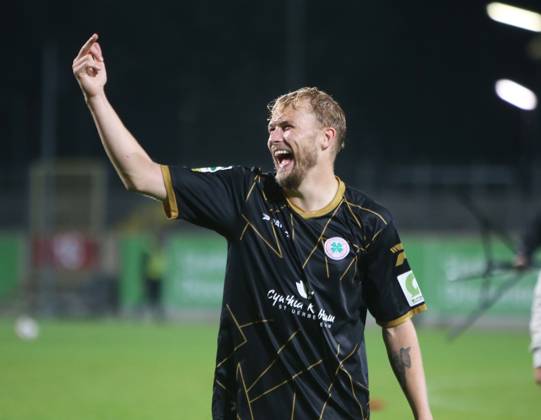 Regionallioga West, Saison 2023 - 2024, 6. Spieltag, 01.09.2023, Fortuna Düsseldorf U 23 - RW Oberhausen -- Tim Stappmann ( RWO ) nach dem Sieg in Düsseldorf