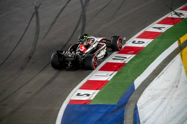 MARINA BAY, SINGAPORE: Nico Hulkenberg, racing for the Haas F1 team during the 2023 Formula 1 Singapore Grand Prix at the Marina Bay Street Circuit in Marina Bay, Singapore