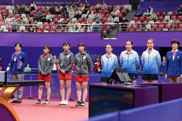 (L-R) Japan team group, Mannschaftsbild, Totale Mongolia team group, SEPTEMBER 22, 2023 - Table tennis, Tischtennis : Women s Team Preliminary Round Japan 3-0 Mongolia at Gongshu Canal Sports Park Gymnasium during the 2022 China Hangzhou Asian Games in Hangzhou, China. Noxthirdxpartyxsales  (230054919)