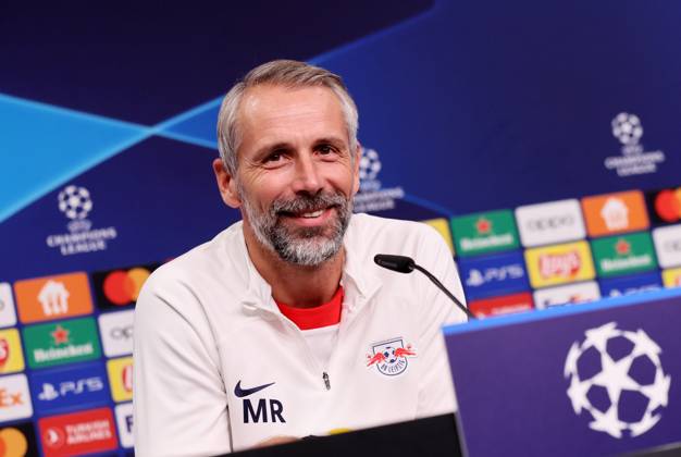 RB Leipzig PK Champions League Leipzig, 03.10.2023, Red Bull Arena, UEFA Champions League , RB Leipzig Pressekonferenz am Vortag von RBL v. Manchester City , Im Bild: Trainer Marco Rose (RB Leipzig) ,