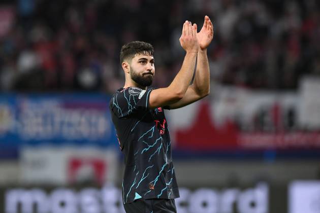 Fussball, Herren, Saison 2023 2024, UEFA Champions League (Gruppe G, 2. Spieltag), RB Leipzig - Manchester City, v. l. Josko Gvardiol (Manchester City) gestikuliert, gestures, 04.10. 2023, Copyright: xSebastianxRäppold MatthiasxKochx