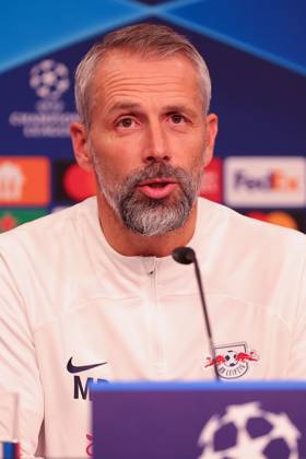 RB Leipzig PK Champions League Leipzig, 24.10.2023, RB Leipzig Fußball-Akademie, UEFA Champions League , RB Leipzig Pressekonferenz am Vortag von RBL v. Roter Stern Belgrad (Fudbalski klub Crvena zvezda) , Im Bild: Trainer Marco Rose (RB Leipzig) ,