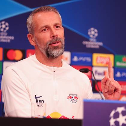 RB Leipzig PK Champions League Leipzig, 24.10.2023, RB Leipzig Fußball-Akademie, UEFA Champions League , RB Leipzig Pressekonferenz am Vortag von RBL v. Roter Stern Belgrad (Fudbalski klub Crvena zvezda) , Im Bild: Trainer Marco Rose (RB Leipzig) ,