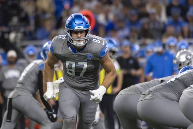 DETROIT, MI - OCTOBER 30: Detroit Lions TE (87) Sam LaPorta goes in motion during the game between Las Vegas Raiders and Detroit Lions on October 30, 2023 at Ford Field in Detroit, MI ( CSM) Detroit United States - ZUMAc04_ 20231030_zma_c04_122 Copyright: xAllanxDranbergx