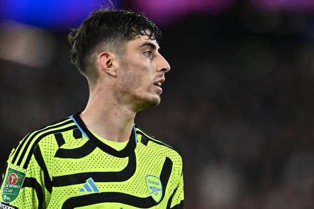LONDON, ENGLAND - NOVEMBER 1: Kai Havertz of Arsenal looks on during the Carabao Cup Fourth Round match between West Ham United and Arsenal at London Stadium on November 1, 2023 in London, England. Photo by Sebastian Frej EDITORIAL USE ONLY. No use with unauthorized audio, video, data, fixture lists, club league logos or live services. Online in-match use limited to 120 images, no video emulation. No use in betting, games or single club league player publications West Ham United v Arsenal - Carabao Cup Fourth Round Copyright: xSebastianxFrejx