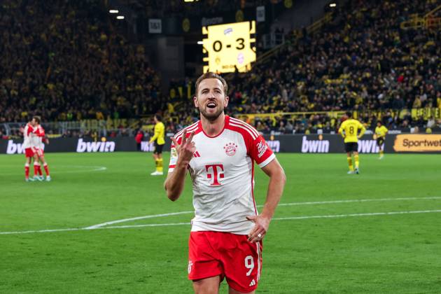 Bilder des Jahres 2023, Sport 11 November 04.11.2023, Fussball, Saison 2023 2024, 1. Bundesliga, 10. Spieltag, Borussia Dortmund - FC Bayern München, Harry Kane (FC Bayern München) bejubelt das Tor zum 0:3 und seinen Hattrick, Dortmund Signal Iduna Park NRW Deutschland xRHR-FOTO DEx Copyright: DennisxEwert RHR-FOTOx RHR-FOTO DE
