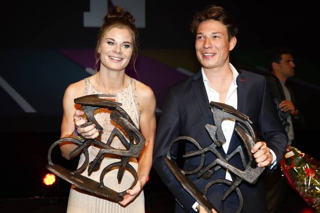 De Flandrien 2023 OOSTENDE, BELGIUM - NOVEMBER 07 : Kopecky Lotte of Team SD Worx and Philipsen Jasper (BEL) of Alpecin-Deceuninck pictured during the 2023 Flandrien award ceremony, organized by newspaper Het Nieuwsblad on November 7, 2023 in Oostende, Belgium, 07 11 2023 Oostende Belgium  Copyright: xJanxDexMeuleneirx