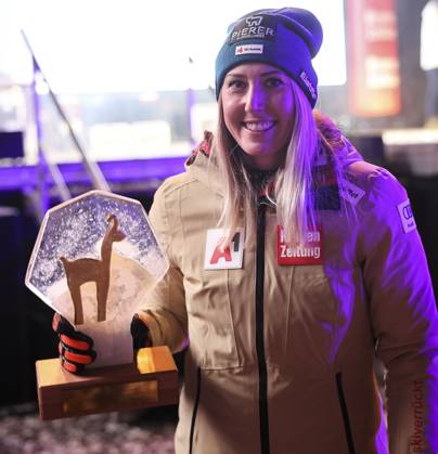 ALPINE SKIING - FIS WC Altenmarkt Zauchensee ALTENMARKT ZAUCHENSEE,AUSTRIA,12.JAN.24 - ALPINE SKIING - FIS World Cup, Super G, ladies, award ceremony. Image shows Cornelia Huetter (AUT).  GEPAxpictures xWolfgangxGrebien