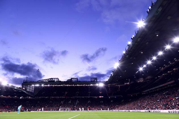 Manchester United, ManU v Tottenham Hotspur 14 January 2024 - Premier League - Manchester United v Tottenham Hotspur - a colourful winter sky at Old Trafford - Photo: Simon Stacpoole Offside. Manchester UK Copyright: xSimonxStacpoolexOffside