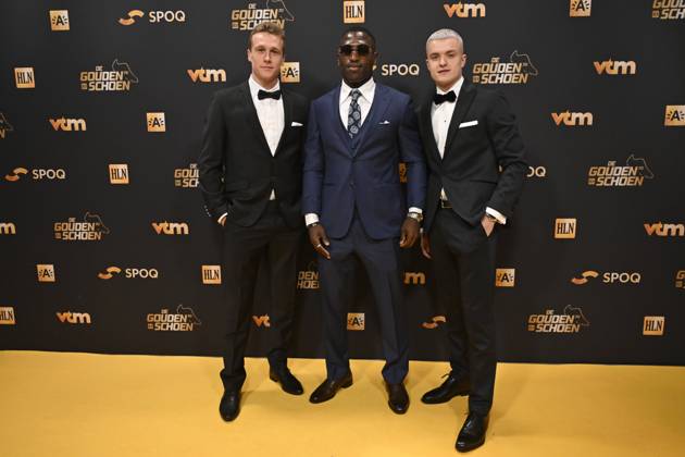 70th Belgian Golden Shoe award ANTWERPEN, BELGIUM - JANUARY 18 : Somers Thibo midfielder of Cercle Brugge, Denkey Kevin of Cercle Brugge, Siquet Hugo defender of Cercle Brugge pictured during the annual Golden Shoe award show at the Antwerp Avenue TV studio on January 18, 2024 in Antwerpen, Belgium, 18 01 2024 Antwerpen Belgium  Copyright: xNicoxVereeckenx