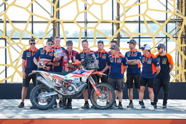 24 MULEC Toni (svk), BAS World KTM Racing Team, KTM, Moto, FIM W2RC, during the Final Podium of the Dakar 2024 on January 19, 2024 in Yanbu, Saudi Arabia - DAKAR 2024 - FINAL PODIUM DPPI Panoramic  05124022_GODK9871