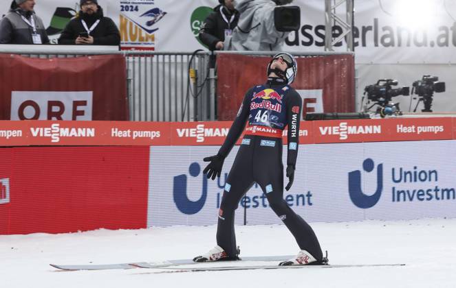 Bilder des Jahres 2024, Sport 01 Januar Sport Themen der Woche KW04 Sport Bilder des Tages SKI FLYING - FIS Ski Flying World Championship, WM, Weltmeisterschaft Bad Mitterndorf BAD MITTERNDORF,AUSTRIA,26.JAN.24 - NORDIC SKIING, Ski jumping, Skispringen, Ski, nordisch SKI FLYING - FIS Ski Flying World Championship Kulm. Image shows Andreas Wellinger (GER).  GEPAxpictures xWolfgangxGrebien