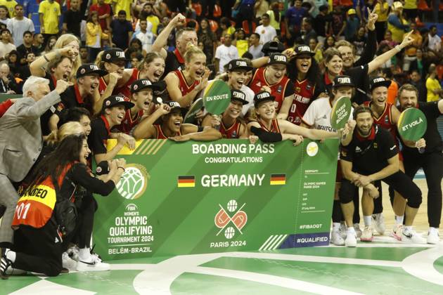 Bilder des Jahres 2024, Sport 02 Feburar Sport Themen der Woche KW06 Sport Bilder des Tages Brasil x Alemanha BELÉM, PA - 11.02.2024: BRASIL X ALEMANHA - Brazil x Germany game at Arena Guilherme Paraense in Belém, Pará. Match valid for the Pre-Olympic Women& 39;s Basketball tournament (Photo: Oswaldo Forte Fotoarena) x2493100x  OswaldoxForte