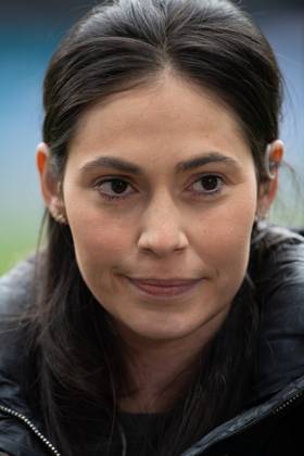 Ann-Sophie Kimmel, Moderatorin, DAZN, Sportjournalistin, Portraet, Porträt, Portrait, Angeschnittenes Einzelbild, Einzelmotiv, Fussball 1. Bundesliga, 23. Spieltag, Eintracht Frankfurt (F) - VfL Wolfsburg 2-2 am 25.02.2024 im Deutsche Bank Park in Frankfurt Deutschland. DFL regulations prohibit any use of photographs as image sequences and or quasi-video ÂÂ