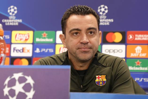 March 11, 2024, Barcellona, Naples, SPAIN: Xavi Hernandez during press conference, PK, Pressekonferenz on the eve of their UEFA Champions League 2 leg round of 16 football match against SSC Napoli at the Joan Gamper training ground in Sant Joan Despi, near Barcelona, on March 11, 2023 Barcellona SPAIN - ZUMAl131 20240311_zsp_l131_004 Copyright: xCiroxDexLucax
