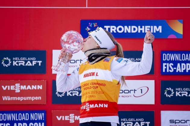 Bilder des Jahres 2024, Sport 03 M?rz Sport Themen der Woche KW11 Sport Bilder des Tages Verdenscupavslutning kombinert. Trondheim 20240317. Verdenscupvinner Ida Marie Hagen under premieseremonien etter verdenscupavslutningen i kombinert i Granasen. Foto: Ole Martin Wold NTB Trondheim Norge EDITORIAL USE ONLY. RESTRICTED USE FOR BETTING COMPANIES Ref:_SPOu638XWYH3i4.jpg  Copyright: xOlexMartinxWoldx xNTBx