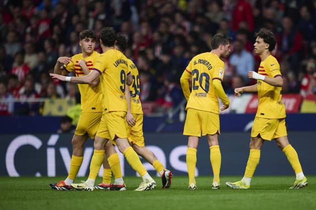 LaLiga EA Sports, Atletico de Madrid v FC Barcelona, Barca MADRID, SPAIN - MARCH 17: Joao Felix Left Winger of FC Barcelona celebrates after scoring his team s first goal during the LaLiga EA Sports match between Club Atletico de Madrid and FC Barcelona at Civitas Metropolitano Stadium on March 17, 2024 in Madrid, Spain. (Photo By Francisco Macia Photo Players Images) Madrid Civitas Metropolitano Stadium Madrid Spain Copyright: xFranciscoxMacia PhotoxPlayersxImagesx