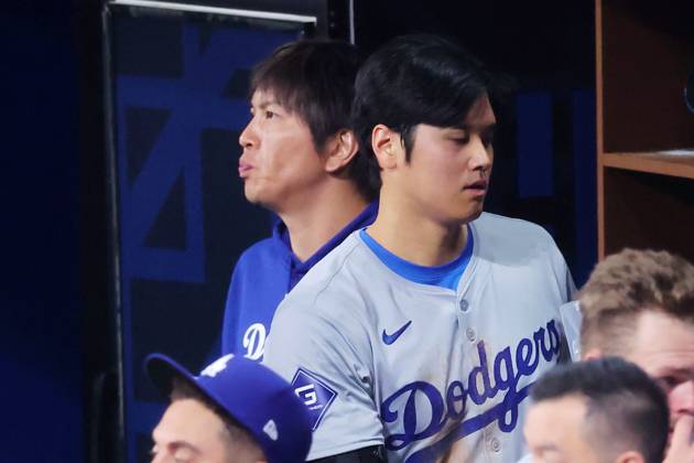 (L-R) Ippei Mizuhara, Shohei Ohtani (Dodgers), MARCH 20, 2024 - Baseball : MLB, Baseball Herren, USA World Tour Seoul Series opening game 1 between the San Diego Padres and the Los Angeles Dodgers at Gocheok Sky Dome, Seoul, South Korea. (247832557)