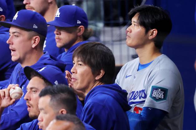 (L-R) Ippei Mizuhara, Shohei Ohtani (Dodgers), MARCH 20, 2024 - Baseball : MLB, Baseball Herren, USA World Tour Seoul Series opening game 1 between the San Diego Padres and the Los Angeles Dodgers at Gocheok Sky Dome, Seoul, South Korea. (247832560)
